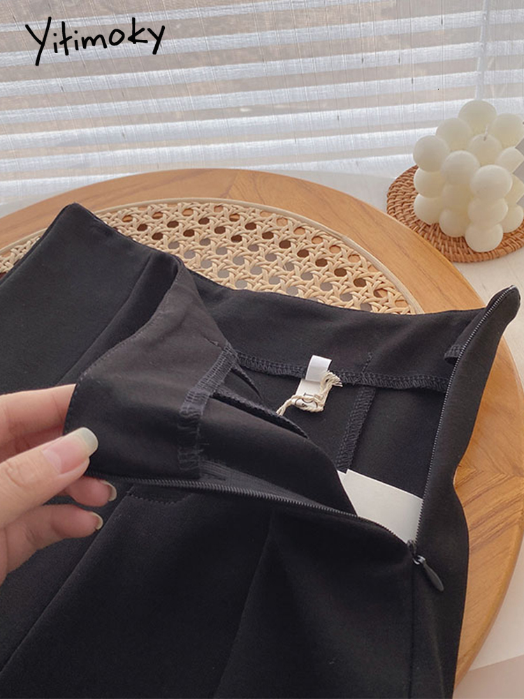 Women's Pants Capris Yitimoky Flare Women Front Split High Waisted Ladies Trousers Spring Autumn Fashion Black Suit Side Zipper 221122