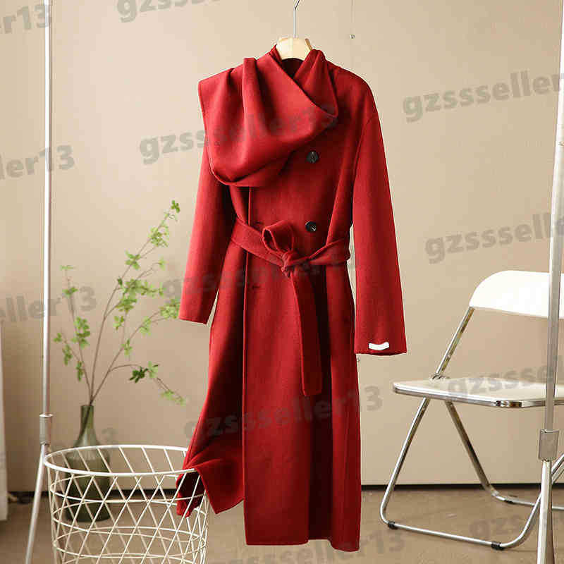 Designer Womens Wool Coat Blends Fashion Brand Double Sided Wool Trench Coats Belt Statement Scarf Collar Long Keep Warm Woolen Coat 5 Colors
Designer Womens Wool Coat Blends Fashion Brand Double Sided Wool Trench Coats Belt Statement Scarf Collar Long Keep Warm Woolen Coat 5 Colors