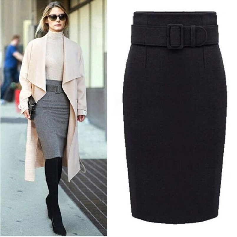Skirts Fashion Autumn Winter Style Cotton Plus Size High Waist Saias Femininas Casual Midi Pencil Skirt Women Female De 221122