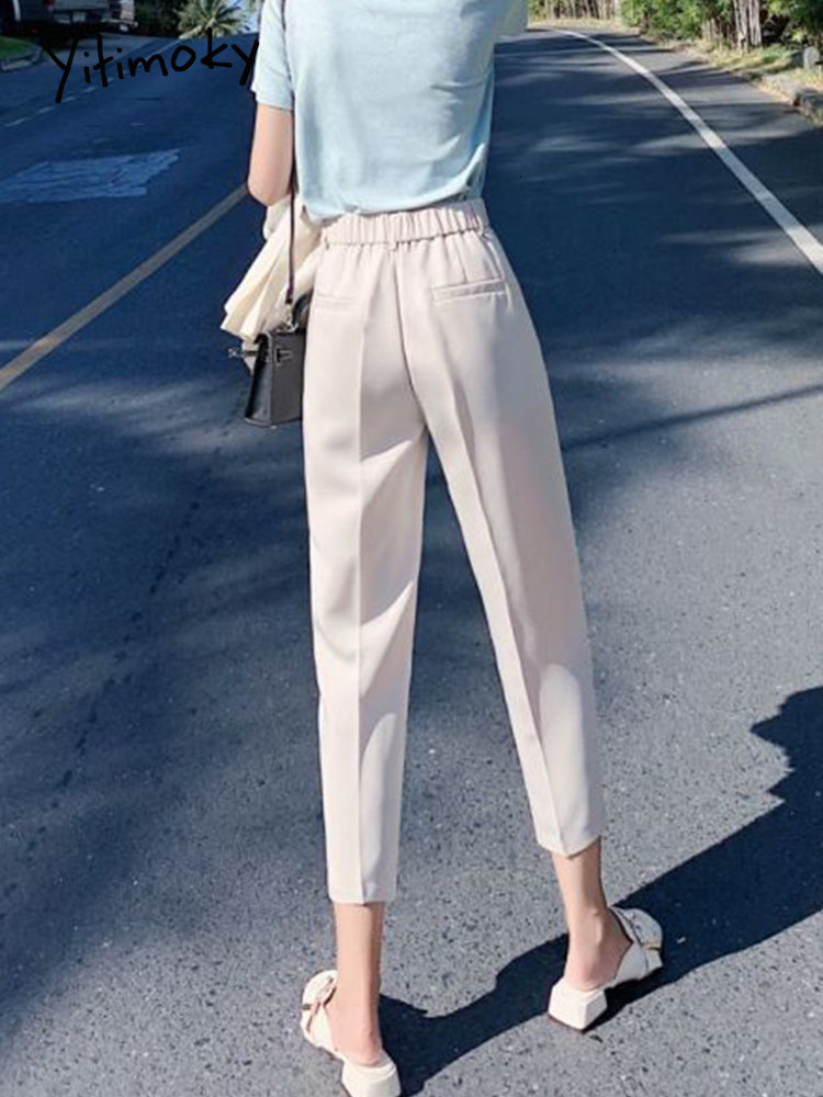 Women's Pants Capris Yitimoky Suit Woman High Waist Office Lady Harem Women Trousers Black Beige Korean Fashion Quality 221122