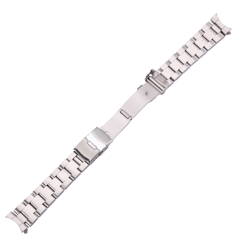 Watch Bands Stainless Steel Curved End Strap Bracelet 20mm 22mm Silver Black Brushed bands Women Men Metal Clocks Accessories 221122