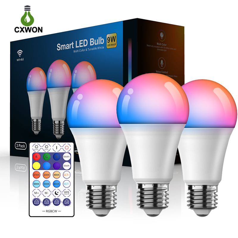 Smart Light Bulbs Group control E27 B22 800LM Color Changing RGBCW LED Light Bulb Works with Alexa Google Home
Smart Light Bulbs Group control E27 B22 800LM Color Changing RGBCW LED Light Bulb Works with Alexa Google Home