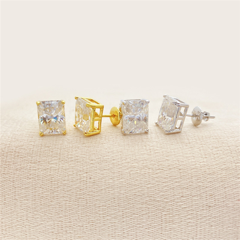 Fashion Trendy Moissanite Diamond Earrings S925 Sterling Silver Studs for Men Women Nice Gift