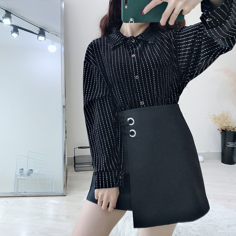 Women's Jumpsuits Rompers One Size Women Loose Velour Blouses Ladies Tops Spring and Autunm Vintage Woman Black Long Sleeve Classics Female Shirt