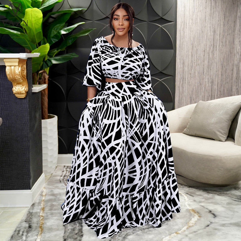 Two Piece Dress VAZN Autumn Highend Chiffon Bohemian Young Vacation Casual Nature Full Sleeve Long Loose Skirts Women 2 Piece Set 221123