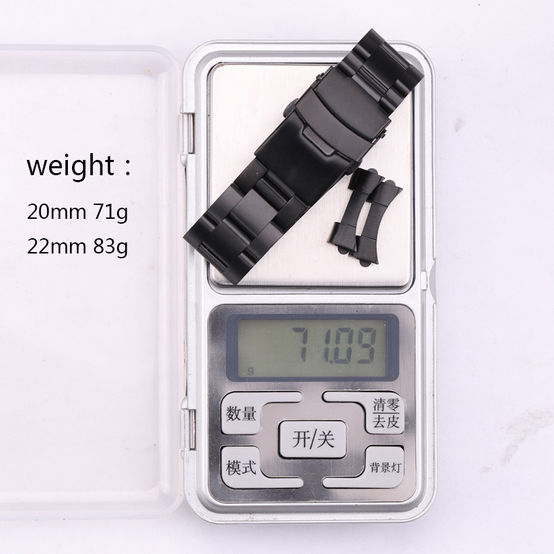 Watch Bands Stainless Steel Curved End Strap Bracelet 20mm 22mm Silver Black Brushed bands Women Men Metal Clocks Accessories 221122