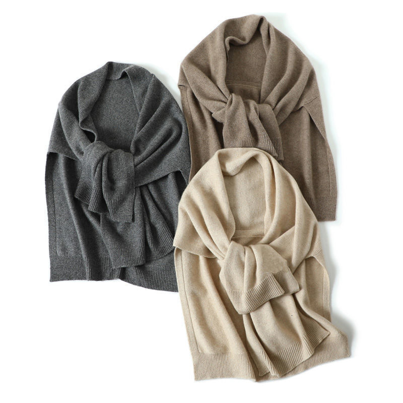 Women's Knits Tees Shawl Knitted Tops Cape Autumn Winter Korean Fashion Sweter Damski Warm Wild Solid Scarf Cardigan Poncho Ropa Mujer 221123