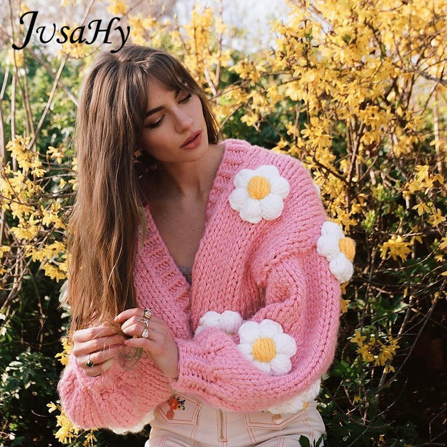Women's Knits Tees JuSaHy Elegant Strawberry Decoration Christmas Cardigan Sweaters for Women Girls' Single Breasted Loose V-Neck Coat Cloth