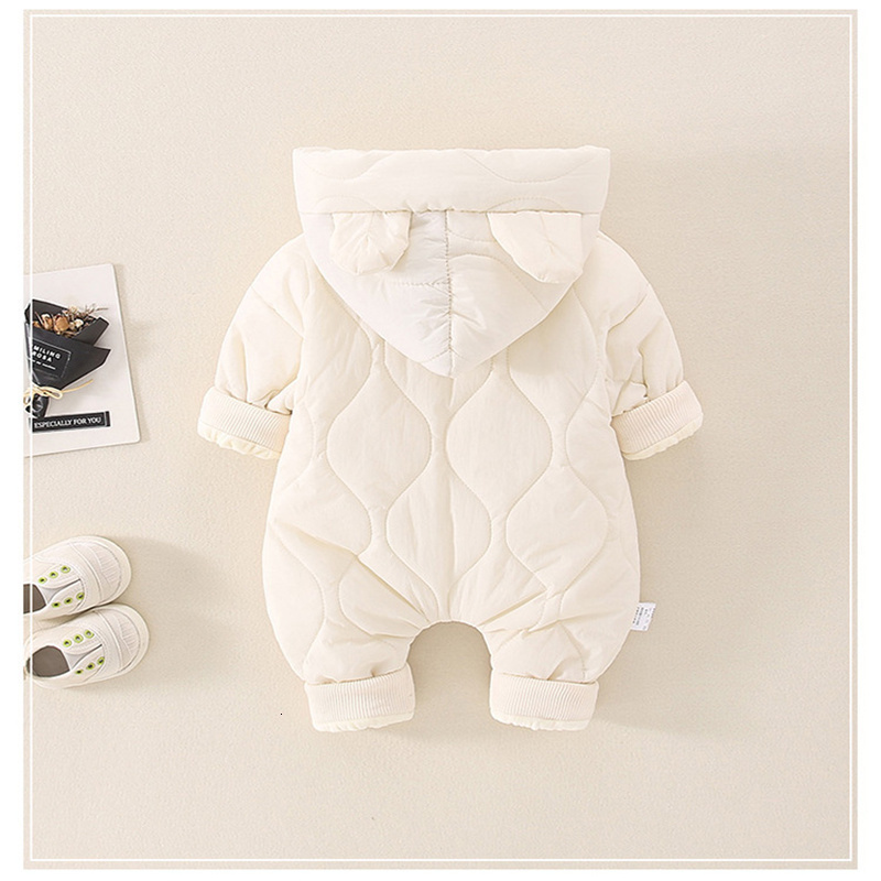 Rompers 3-24M Winter Thick born Baby Girls Boys Hooded Cotton Infant Clothes Outfit Jumpsuit Warm Snow Outdoor Clothing 221122