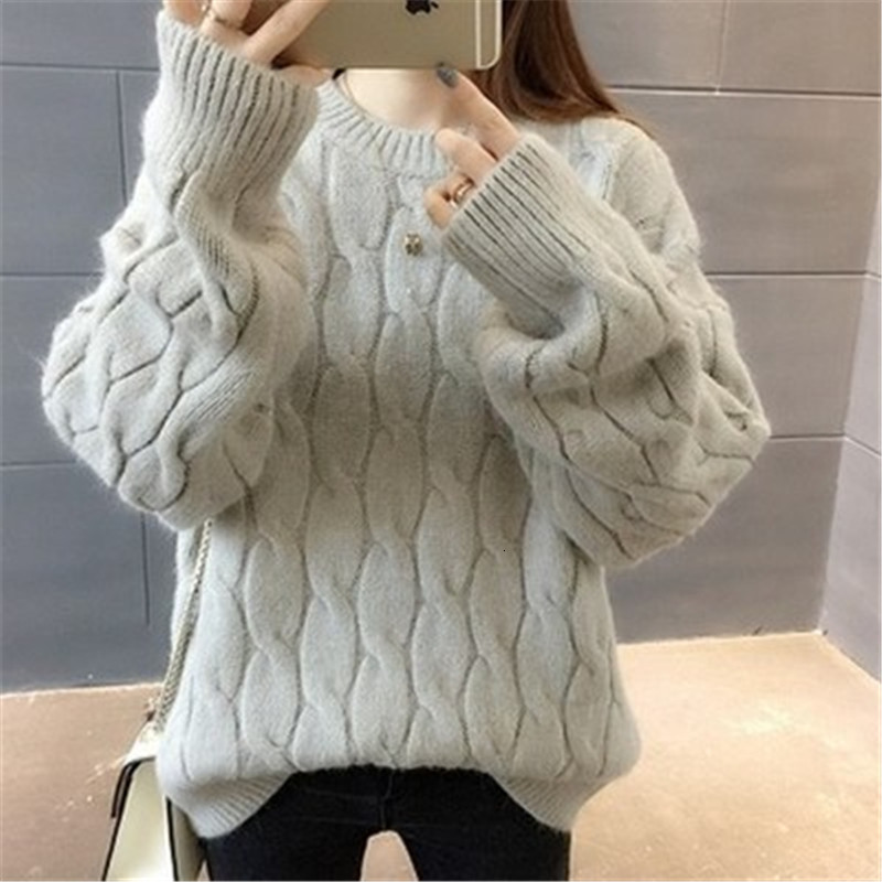 Women's Sweaters Blue O-Neck Twisted Sweater Women Autumn Winter Fashion Long Sleeve Cashmere Pullovers Female Knitted Jumper Tops PZ2530 221123