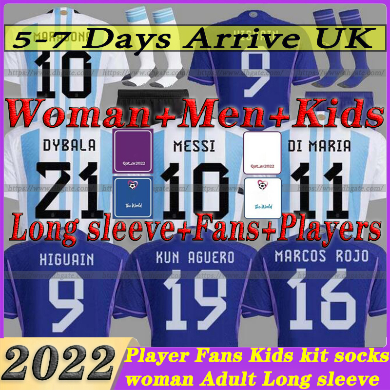 S--4XL Argentina soccer Jersey football shirt 2022 DYBALA AGUERO MARADONA DI MARIA 22 23 fans player version woman men kids kit long sleeve sets uniforms socks man women, Woman away
S--4XL Argentina soccer Jersey football shirt 2022 DYBALA AGUERO MARADONA DI MARIA 22 23 fans player version woman men kids kit long sleeve sets uniforms socks man women, Woman away