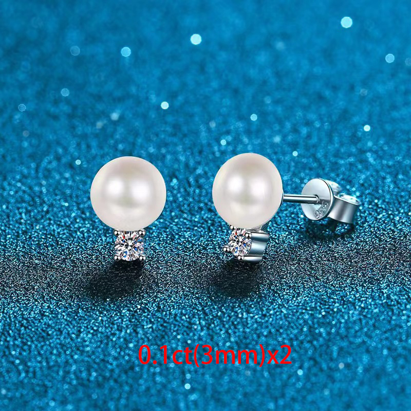Stud Trendy S925 Silver Natural Pearl Earrings Women Jewelry Plated White Gold D Color with Gra 221119