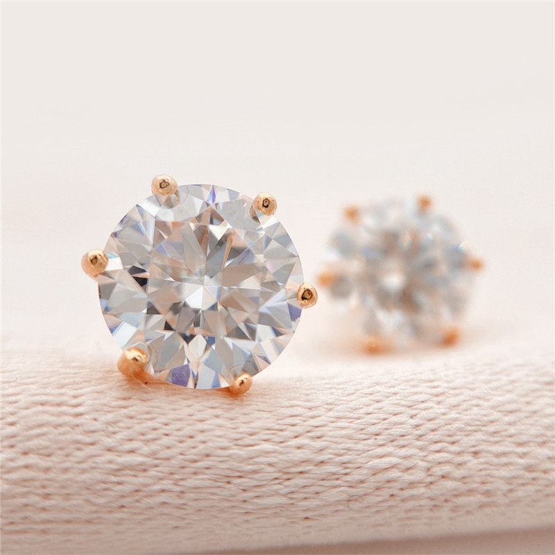 4mm-9mm Men Women S925 Sterling Silver Gold Plated Pass Test Moissanite Diamond Round Earrings Studs Nice Gift