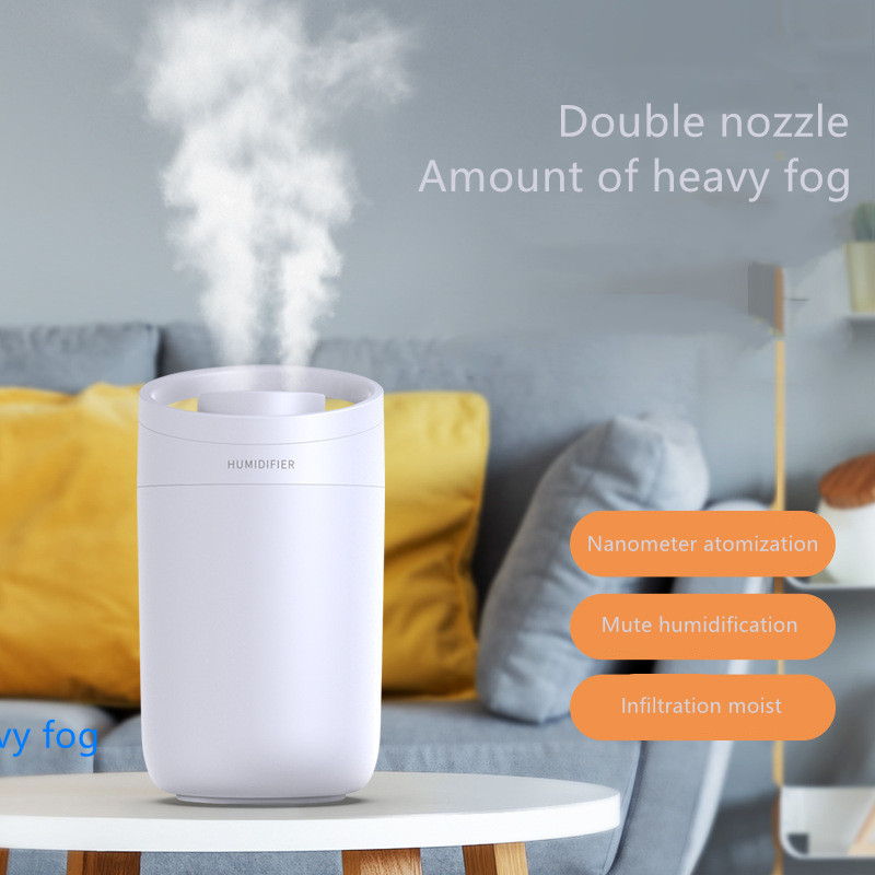 Household 3L Large Capacity Portable Aircare Humidifier Desktop Quiet Aromatherapy Bedroom Office Double Jet Air Purifier