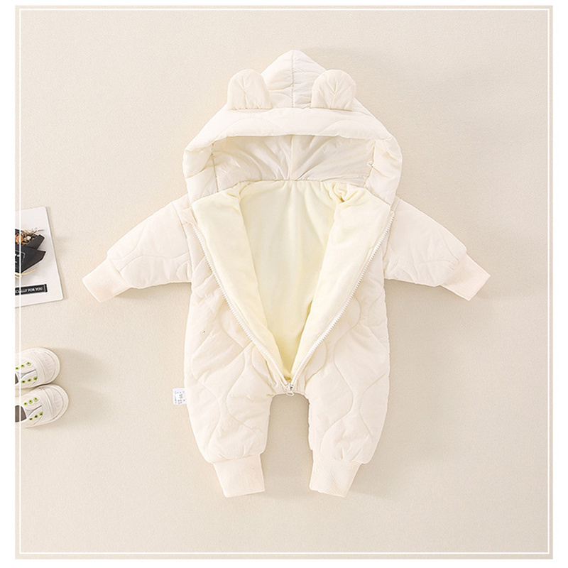 Rompers 3-24M Winter Thick born Baby Girls Boys Hooded Cotton Infant Clothes Outfit Jumpsuit Warm Snow Outdoor Clothing 221122
