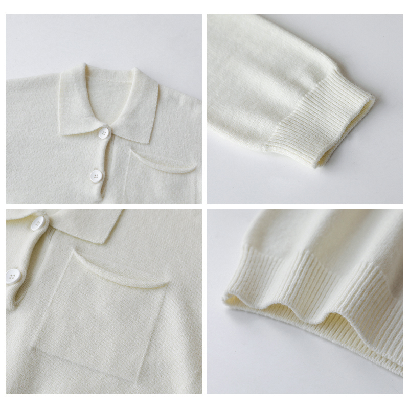 Women's Sweaters CHIC VEN Fashion Vintage Polo Collar Short Sweater Solid Straight White Jumpers Office Lady Pullovers Spring Autumn 221123