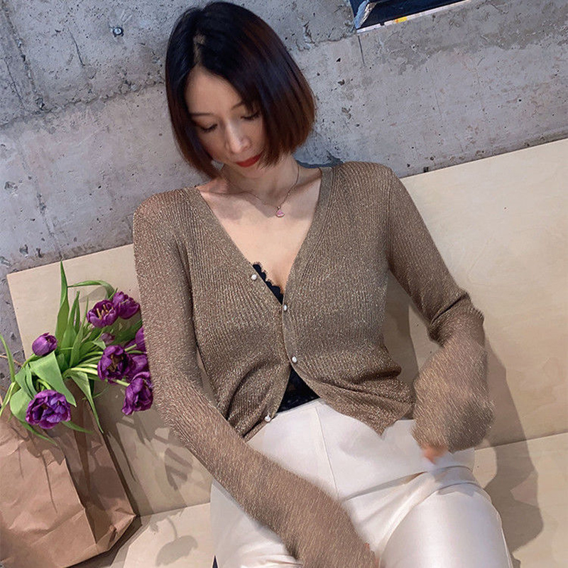 Women's Knits Tees knit sweaters for women fashion clothes cropped Knitted cardigan korea style Coat Sexy fall Knitwear long sleeve top 221123