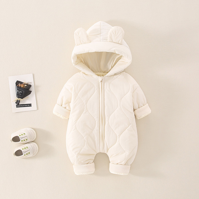Rompers 3-24M Winter Thick born Baby Girls Boys Hooded Cotton Infant Clothes Outfit Jumpsuit Warm Snow Outdoor Clothing 221122