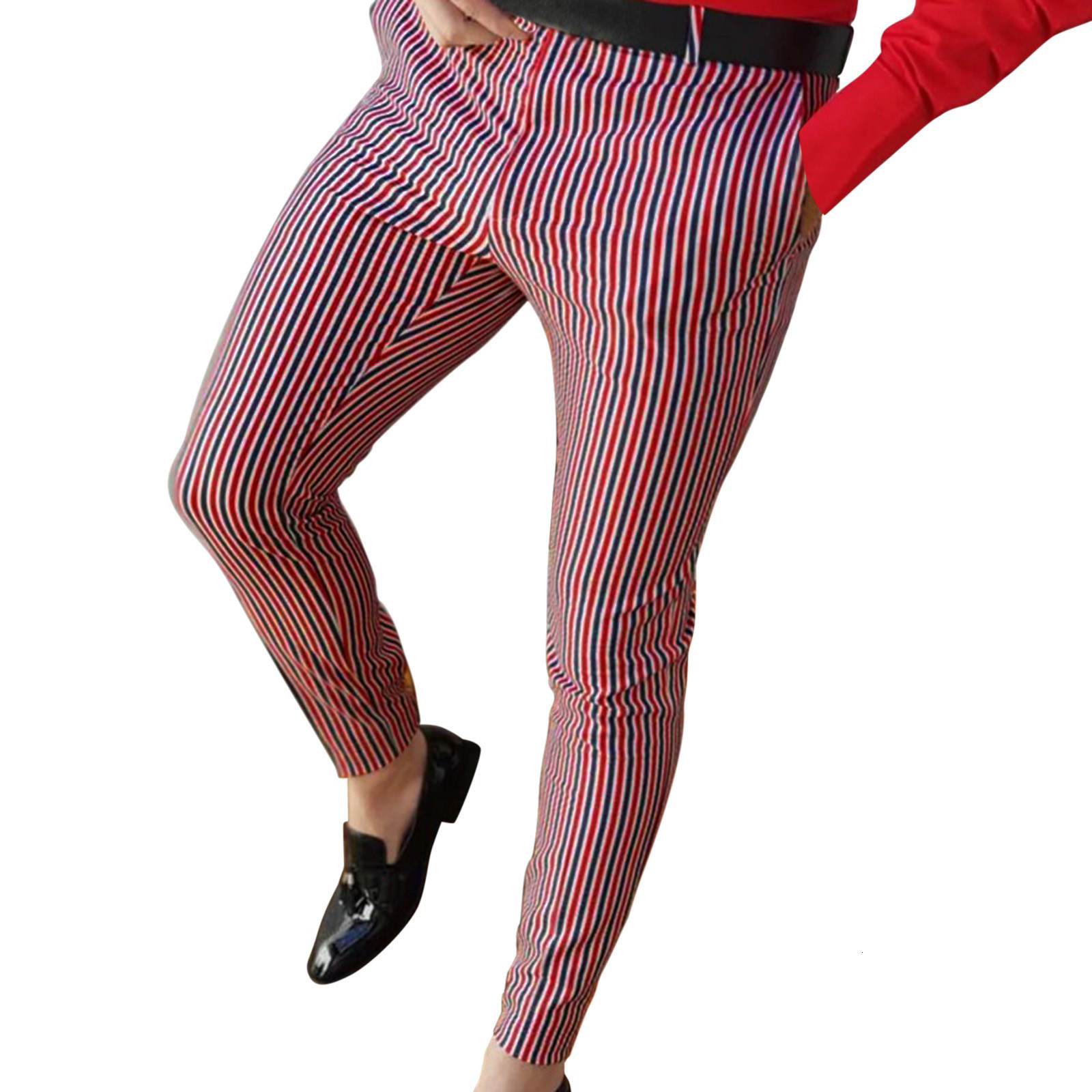 Men's Tracksuits pantalones hombre Pants Striped Casual Elastic Foot With Pockets Printed Party Suit pants Memory Boy 221122