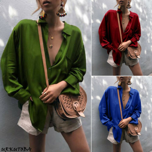 Women's Jumpsuits Rompers Harajuku Spring Autumn Women Blouse Long Sleeve Casual Shirts Leisure Satin Shirt Office Ladies Blue Red Green Tops 221