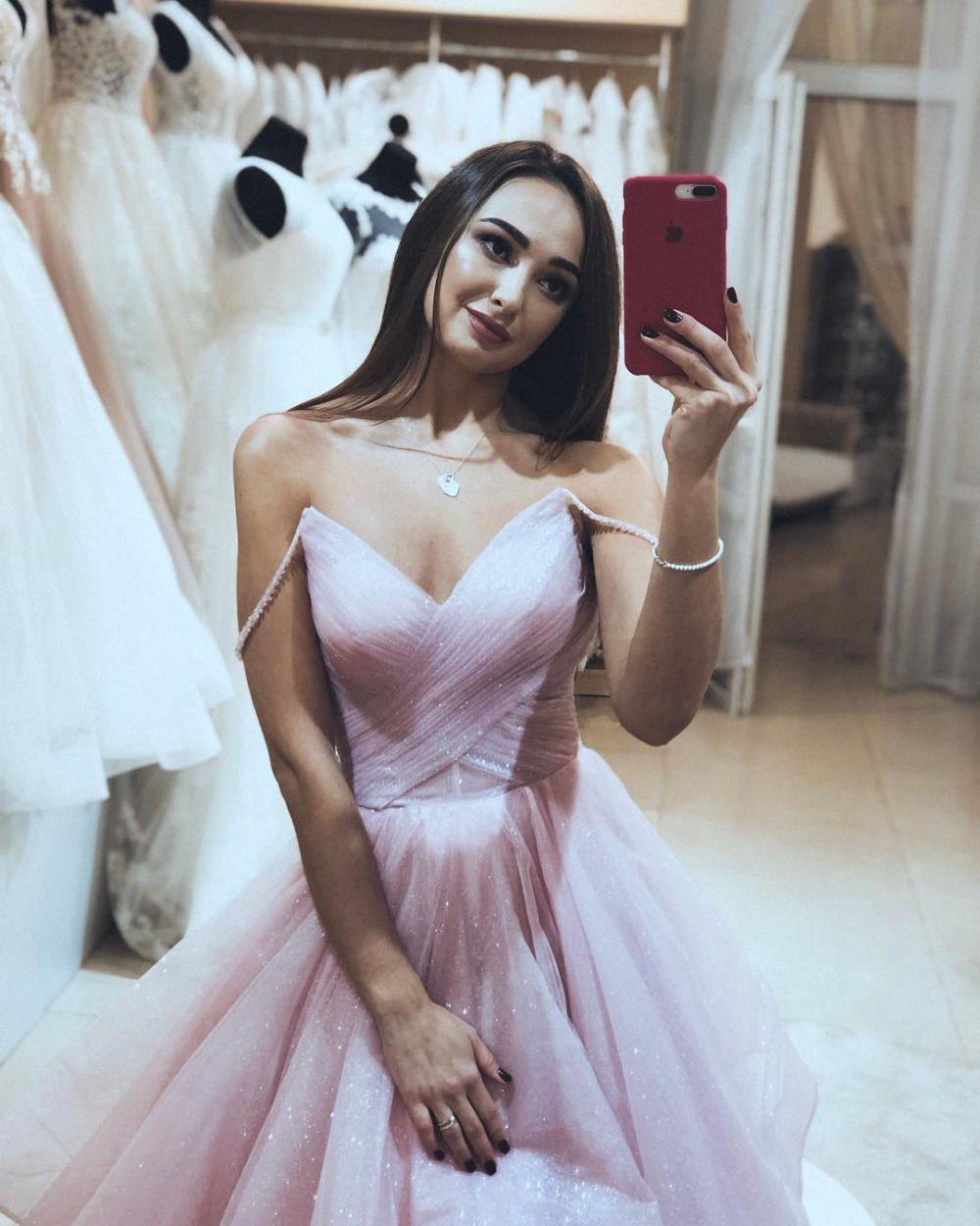 New Custom Made Long Prom Dresses Plus Size For Women Shinning Ruffles Sexy Evening Dress Party Elegant Robe De Soiree