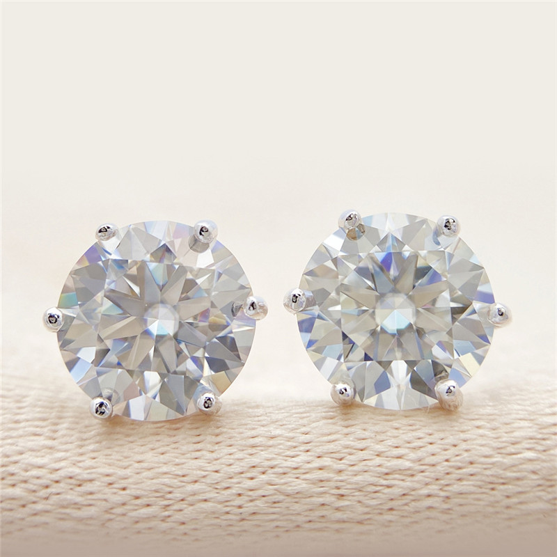 4mm-9mm Men Women S925 Sterling Silver Gold Plated Pass Test Moissanite Diamond Round Earrings Studs Nice Gift
