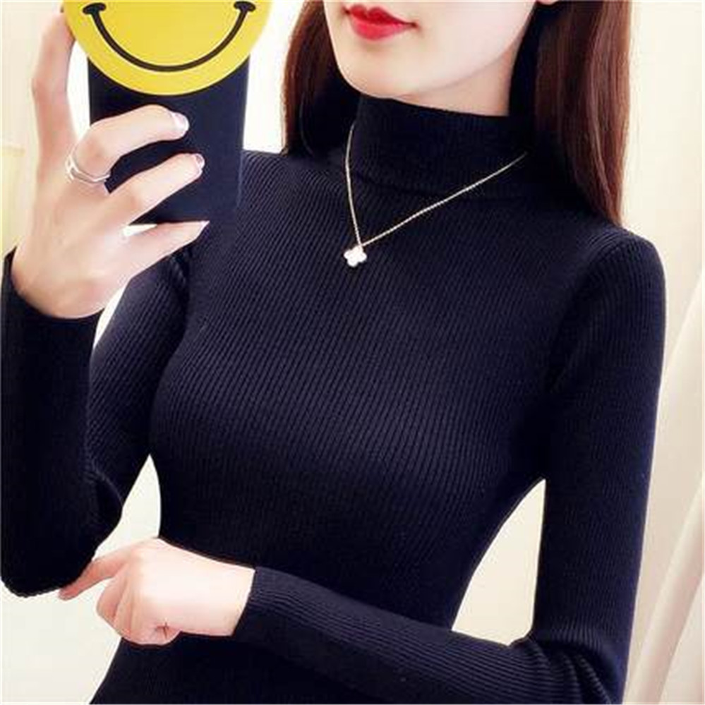 Women's Sweaters Autumn Fashion Elastic Women Sweater Turtleneck Pullovers Long Sleeve Korean Slim Solid Jumper Casual Basic Pull Femme S-4XL 221