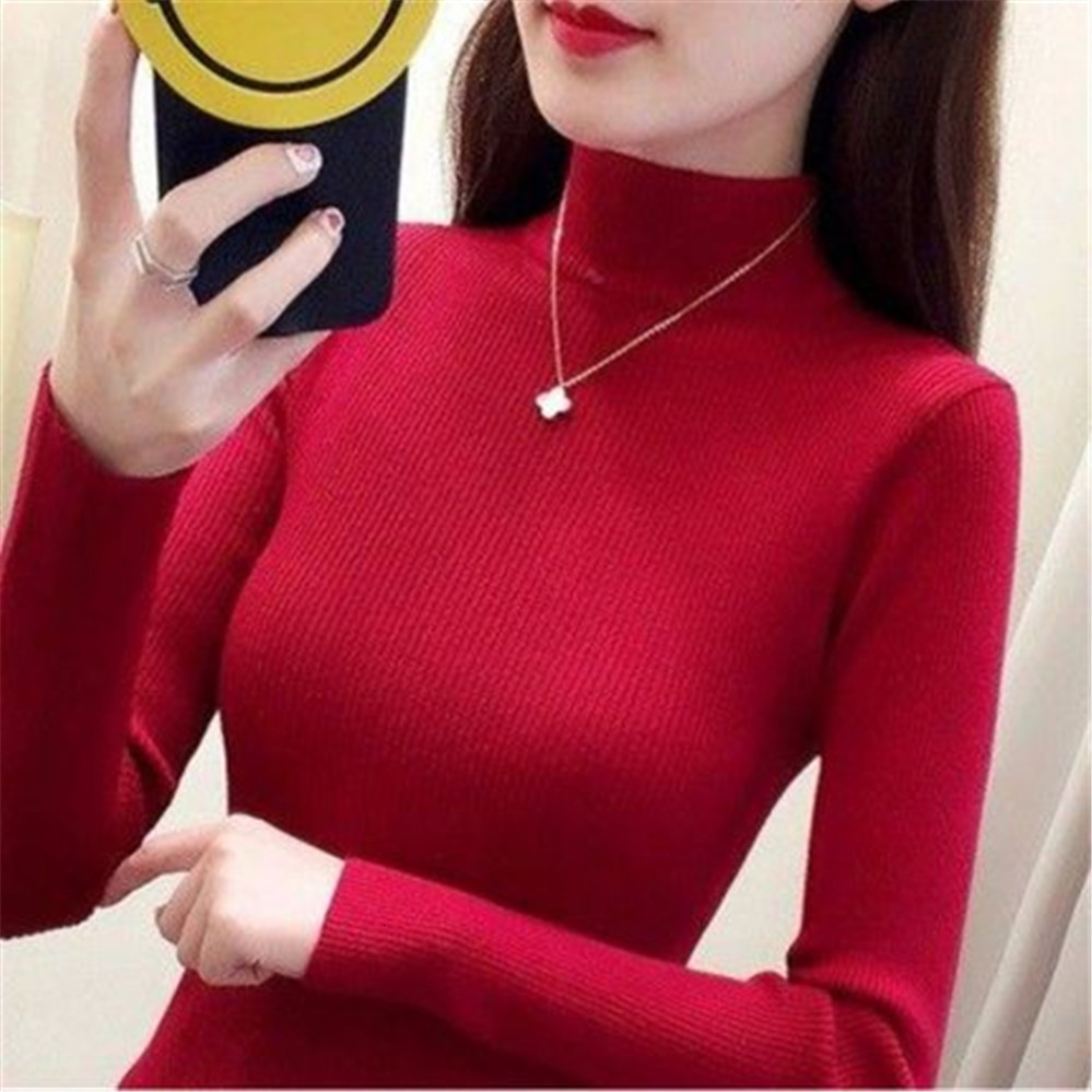 Women's Sweaters Autumn Fashion Elastic Women Sweater Turtleneck Pullovers Long Sleeve Korean Slim Solid Jumper Casual Basic Pull Femme S-4XL 221
