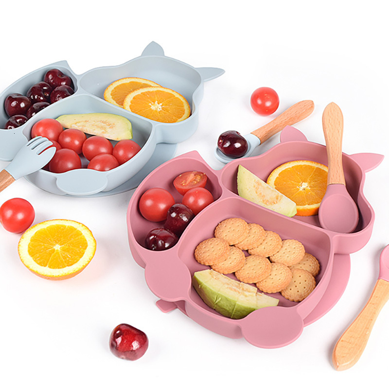 Cups Dishes Utensils 7PCSSet Baby Silicone Plate With Sucker Food Grade Toddler Feeding Tableware Kitchen Portable Dinner Plates Bowls Bib Set 221122