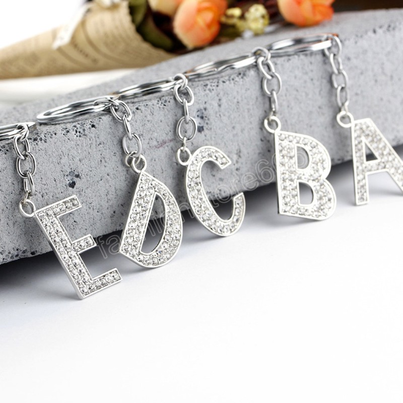 Crystal 26 Alphabet Key Ring For Women Initial Letter Keychains Bag Accessories Fashion Letter Pendant Keychain