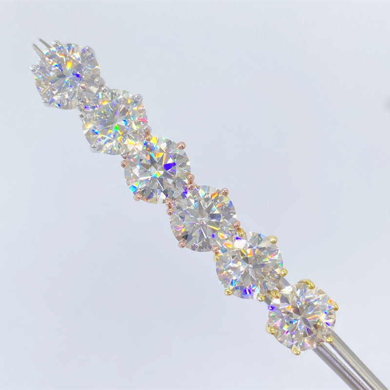 4mm-9mm Men Women S925 Sterling Silver Gold Plated Pass Test Moissanite Diamond Round Earrings Studs Nice Gift