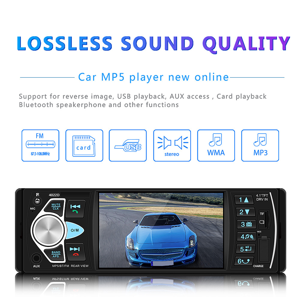 4.1 Inch Auto Audio Car Radio Touch Screen Car Stereo MP5 Bluetooth USB FM Camera Multimedia Player
