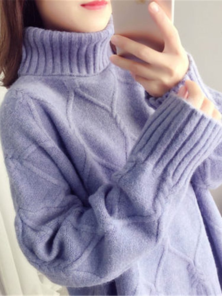 Women's Sweaters Autumn And Winter Sweater Female Korean Version Loose Fashion Style Wild Mid-Length High Neck Knitted Bottoming Shirt 221123