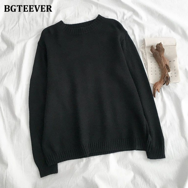 Women's Sweaters BGTEEVER Autumn Winter Basic Knitted Sweater for Women Casual O-neck Loose Solid Female Pullovers Jumpers Knitting Tops 221123