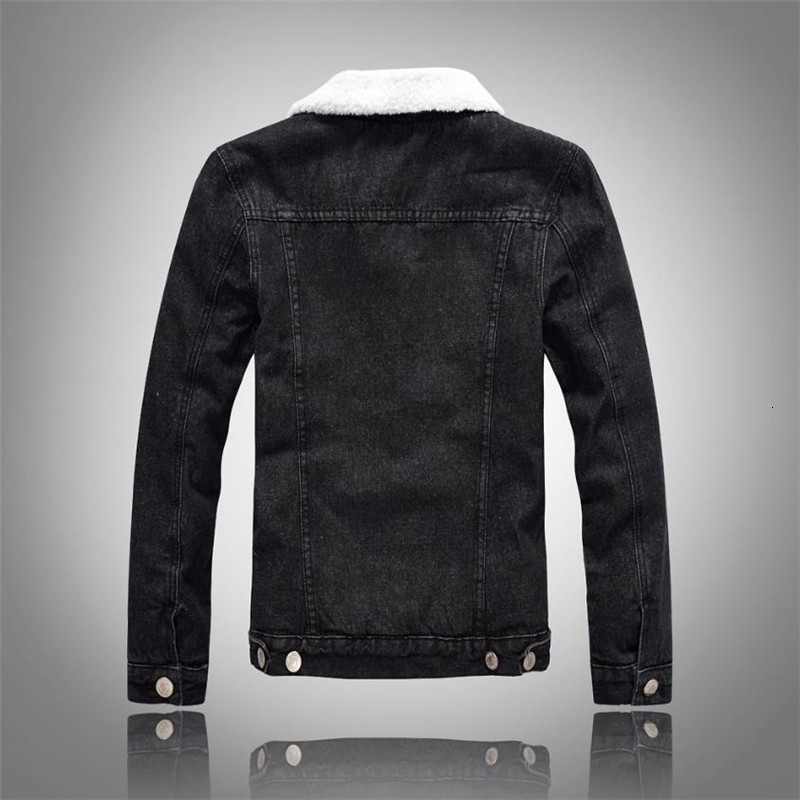 Men's Down Parkas Men Winter Solid Casual Jacket Bomber Denim Fashion Jean Biker Coat Woolen Lined Leisure Plus Size 221123