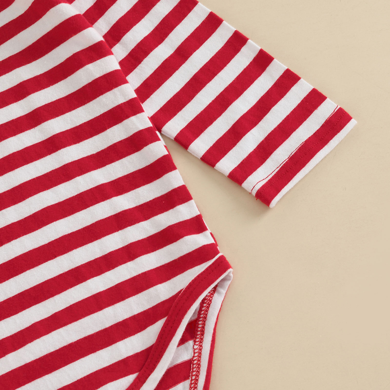 Clothing Sets -08-01 Lioraitiin 0-24M Infant Baby Girl Christmas Stripe Print Long Sleeves Ruffle Romper Gingerbread Man Bib Dress 221122