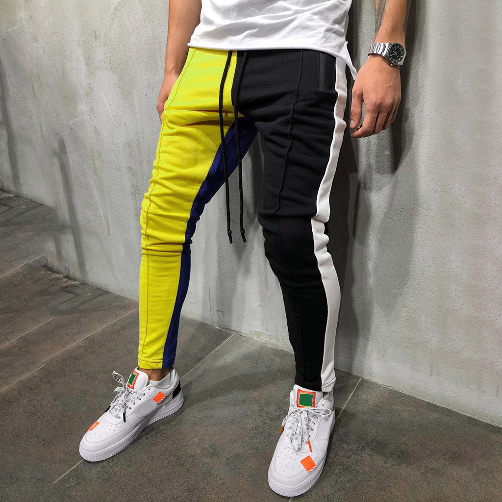 Men's Tracksuits Cross Band Fashion Casual Solid Loose Patchwork Color Sweatpant Trousers Jogger Pant Black Pants for Men Slim Fit 221122