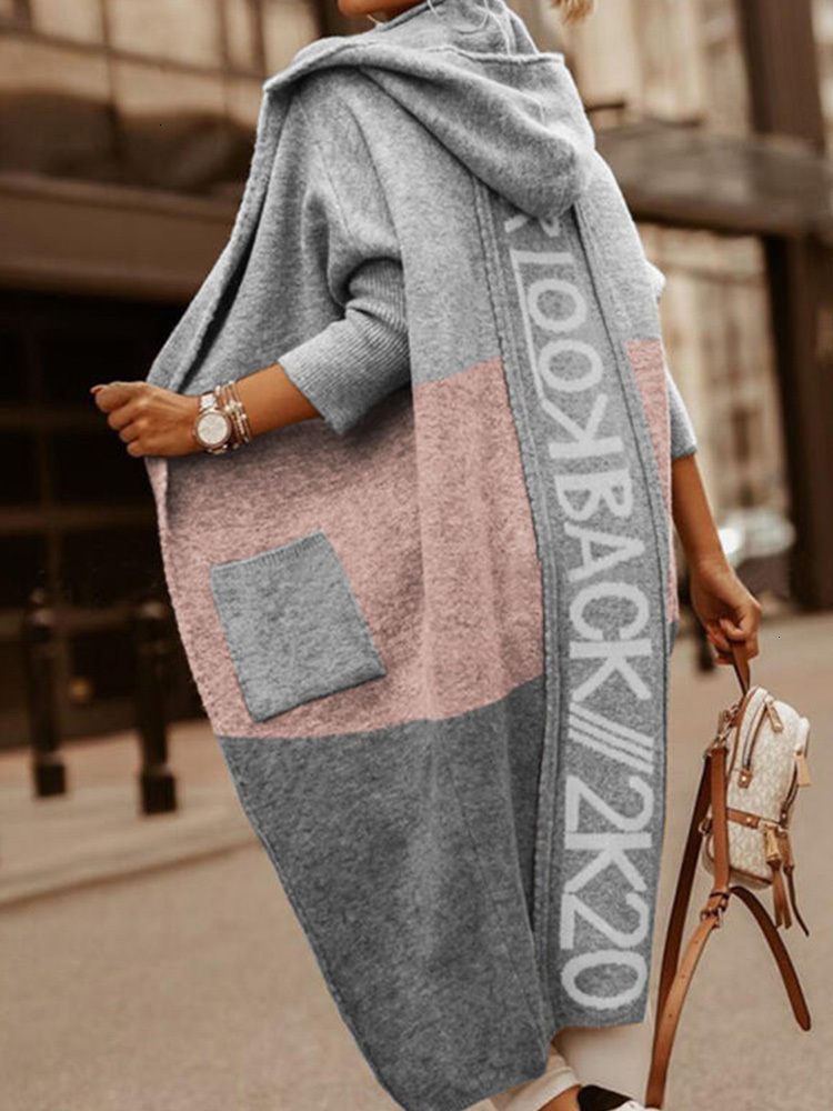 Women's Knits Tees Women Sweater Hooded Long Sleeve Letter Printing Casual Spring Autumn Pocket Loose Ladies Cardigan Streetwear Drop 221123
