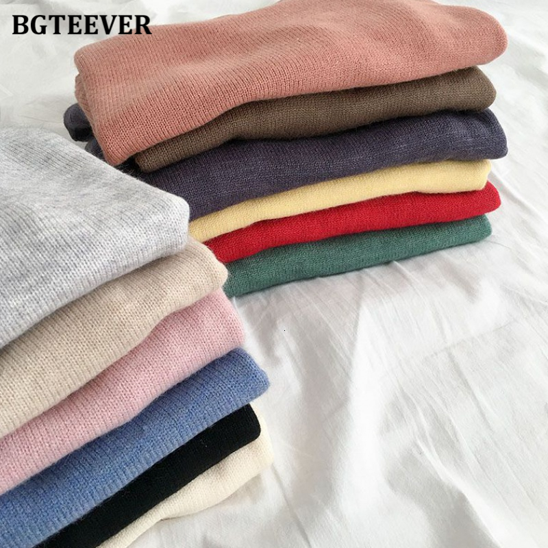Women's Sweaters BGTEEVER Autumn Winter Basic Knitted Sweater for Women Casual O-neck Loose Solid Female Pullovers Jumpers Knitting Tops 221123