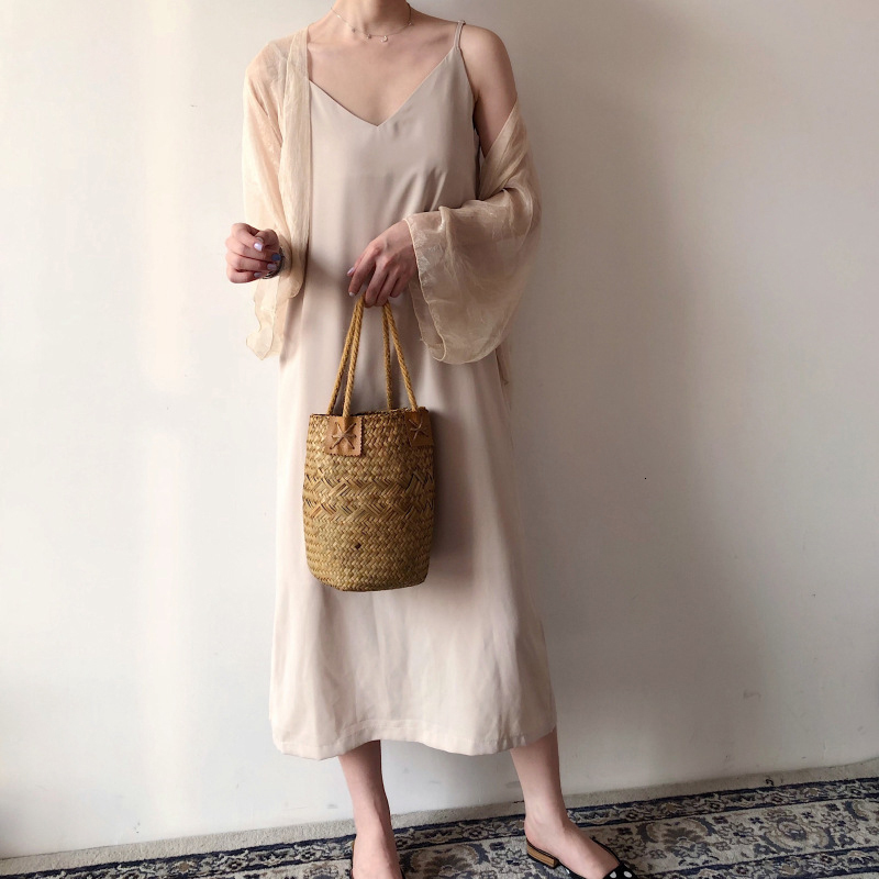 Women's Jumpsuits Rompers Pearl Diary Women summer Crinkle Chiffon Cardigan Sheer Casual Hawaii Style See Through Transparent Loose Top For Vacat