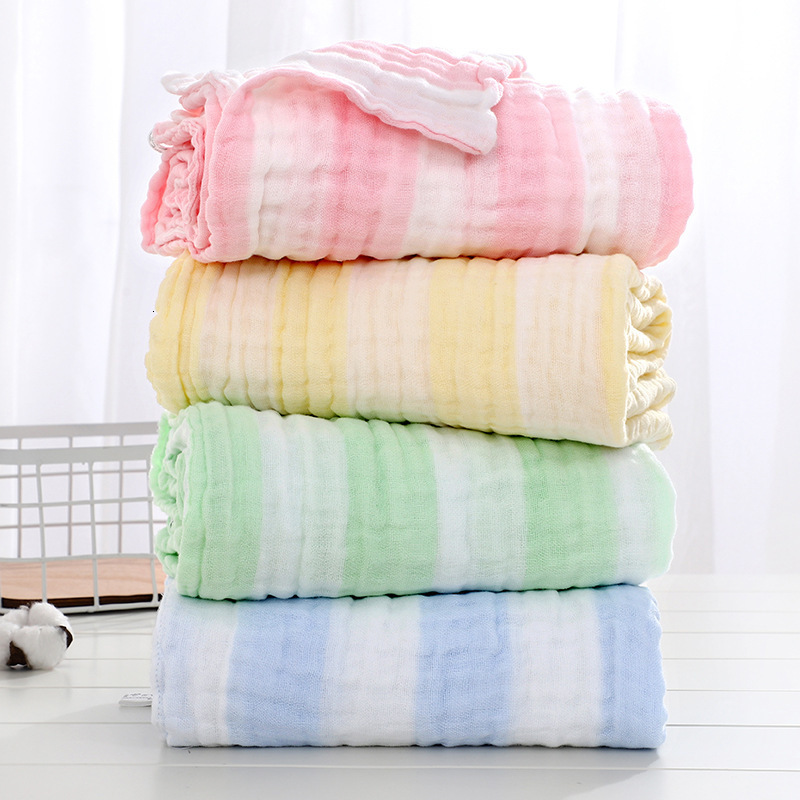 Sleeping Bags 6 Layers Gauze bath towel Baby Receiving Blanket Pure cotton bubble muslin Infant Kids Swaddle Bedding 221122
