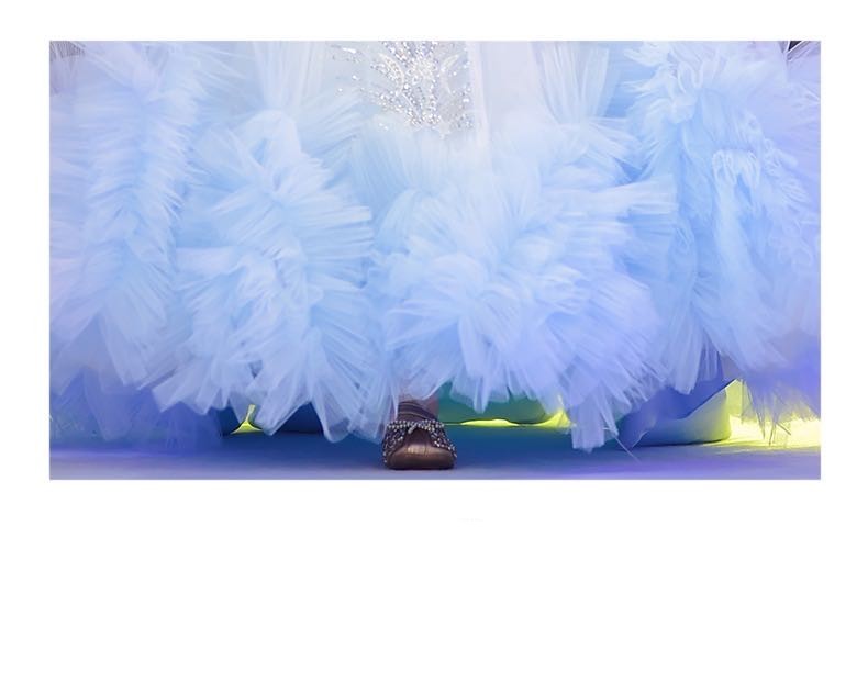 Lovely Lace Flower Girl Dress Bows Children's First Communion Dress crystal sequined Princess Formal Tulle Ball Gown Wedding Party gowns
