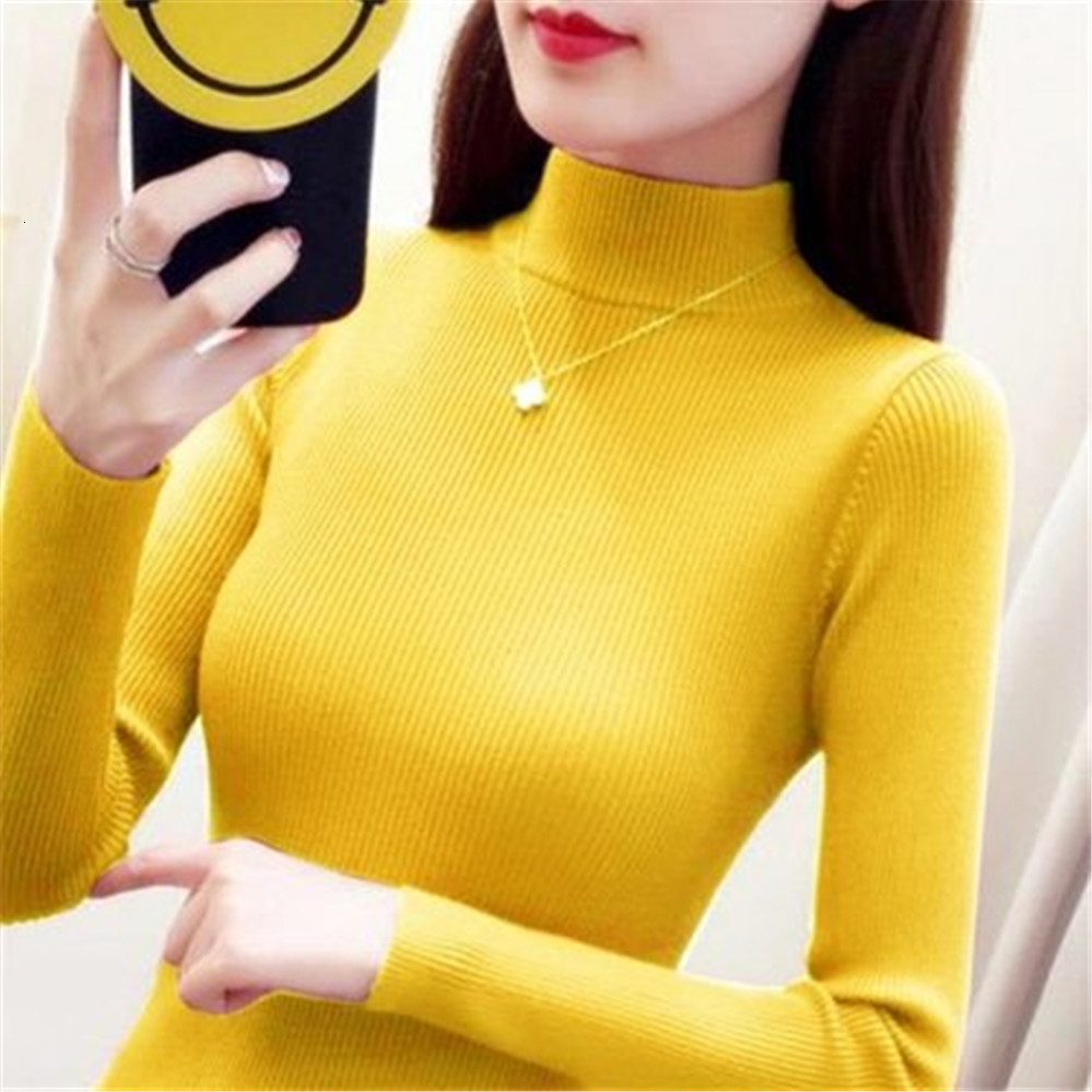 Women's Sweaters Autumn Fashion Elastic Women Sweater Turtleneck Pullovers Long Sleeve Korean Slim Solid Jumper Casual Basic Pull Femme S-4XL 221