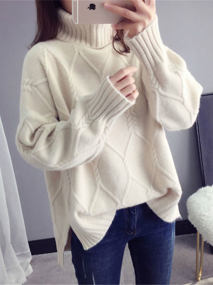 Women's Sweaters Autumn And Winter Sweater Female Korean Version Loose Fashion Style Wild Mid-Length High Neck Knitted Bottoming Shirt 221123