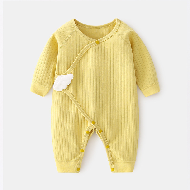 Rompers Lawadka 0-6M Spring Autumn born Baby Girl Boy Romper Cotton Solid Soft Infant Jumpsuit With Wing Casual Clothes For Girls 221122