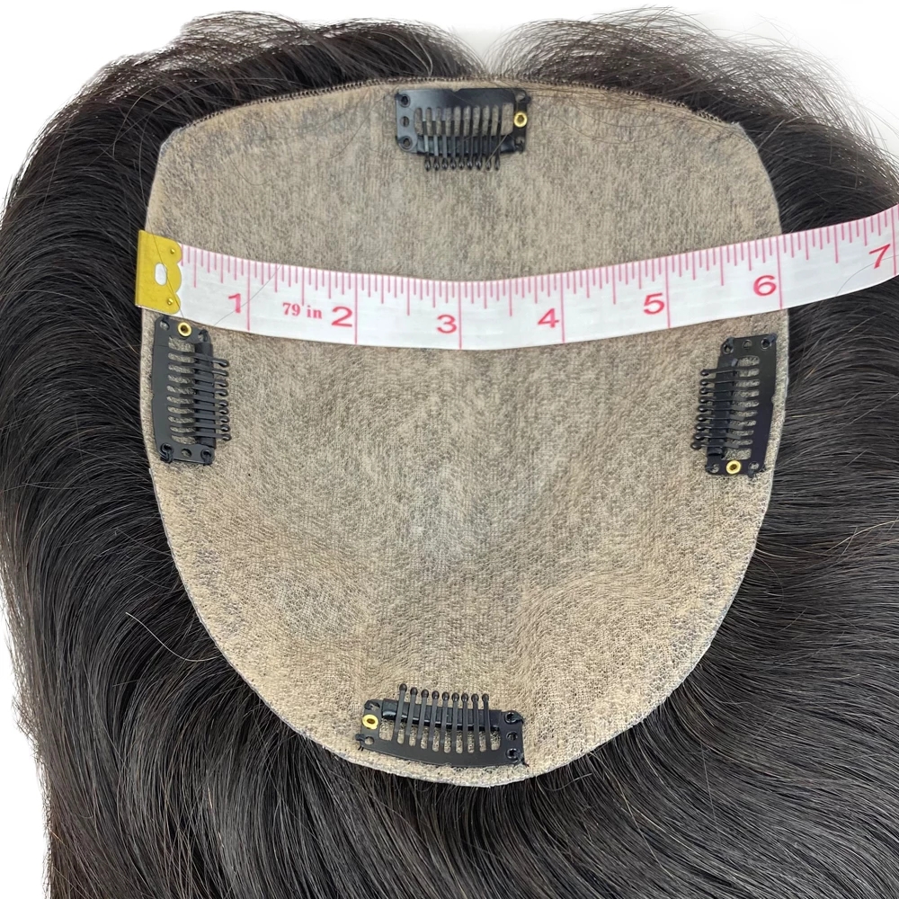 Factory wholesale Skin Base Human Hair Topper With 4 Clips In Silk Top Virgin European Hair Toupee for Women Fine Hairpiece 12X13cm 5x5inch