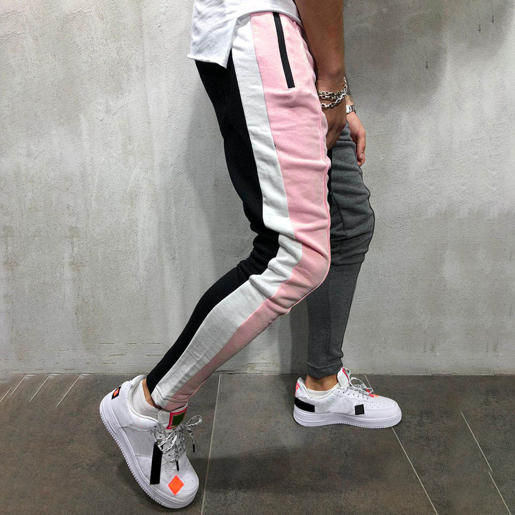 Men's Tracksuits Cross Band Fashion Casual Solid Loose Patchwork Color Sweatpant Trousers Jogger Pant Black Pants for Men Slim Fit 221122