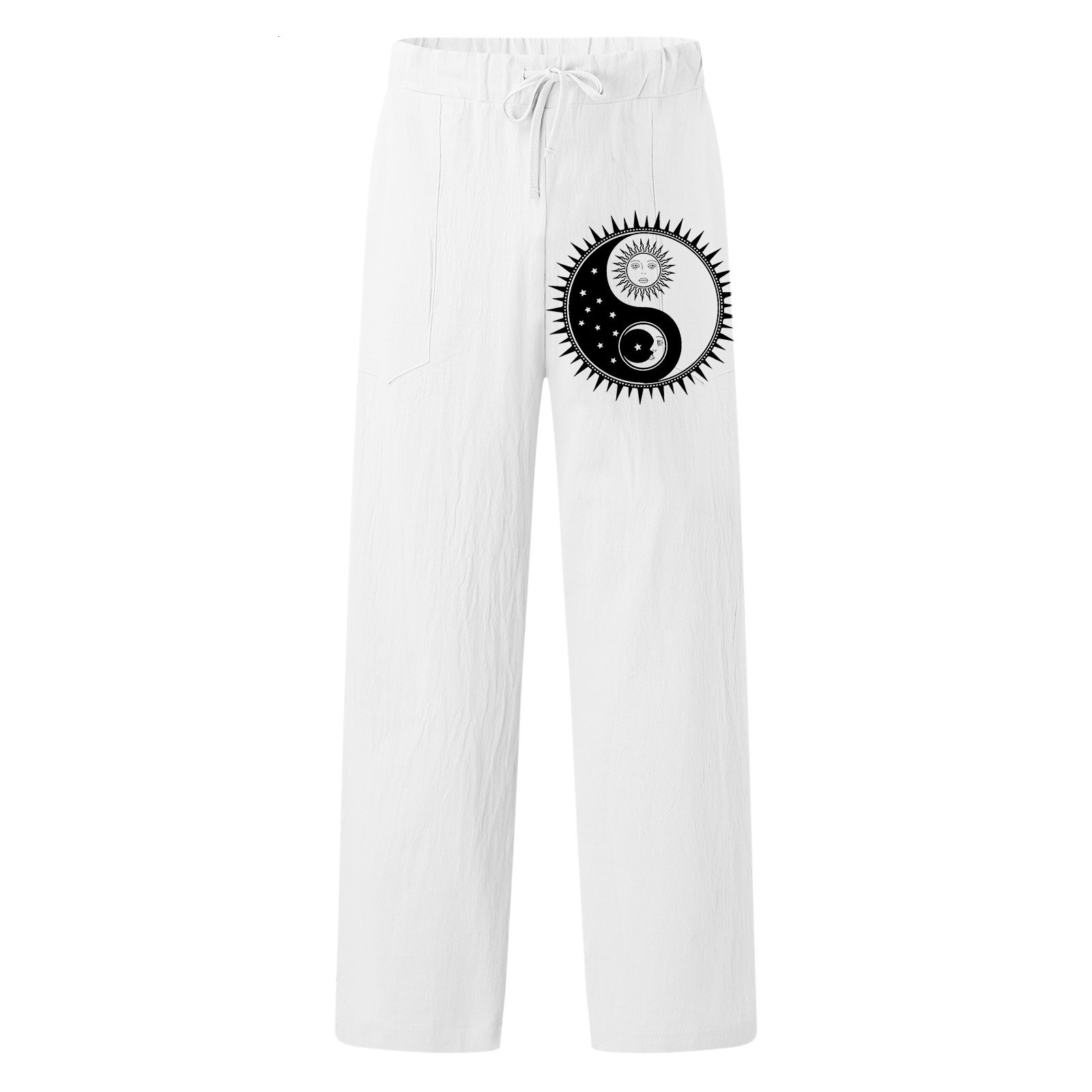 Men's Tracksuits 13 1 Toddler Apparel Boy Mens Fashion Casual Printed Linen Pocket Lace Up Pants Large Size 221122