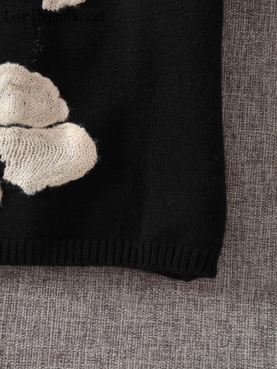 Women's Sweaters Autumn Winter Floral Print Women Knitted Pullover Femme High Quality Oversize black Jumper 221123