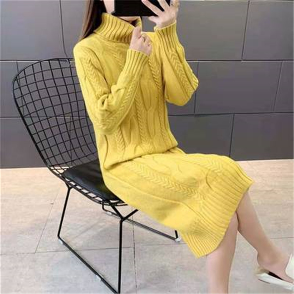Women's Sweaters Turtleneck Women Sweater Dress Winter Warm Female Jumper Thick Solid Ribbed Long Knitted Pullover Pull Hiver Femme 221123